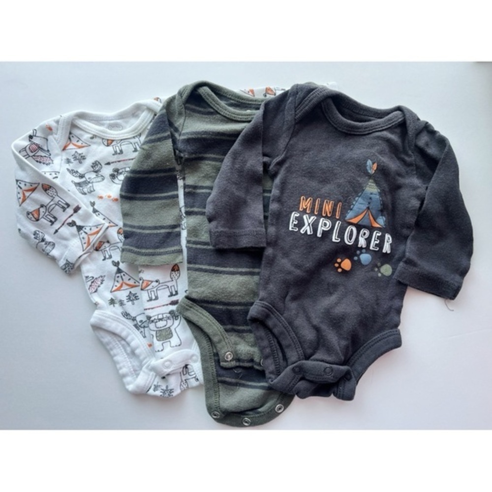 Koala Baby • 3 Pack Onesies Set Newborn Mini Explorer, Striped, Patterned